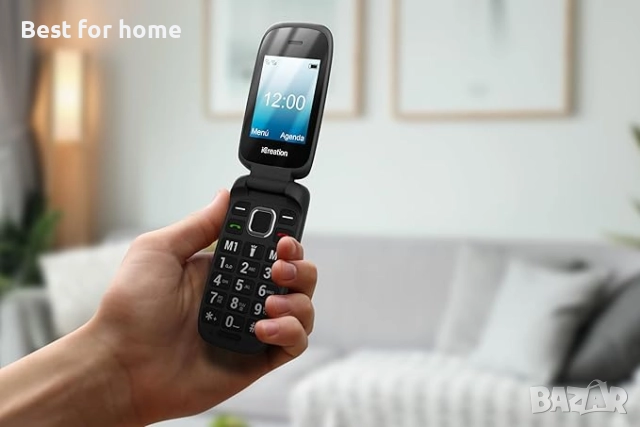 iCreation C20 - Черен сгъваем телефон, Bluetooth, голяма батерия 800mAh, USB-C и две SIM карти, снимка 4 - Телефони с две сим карти - 51463104