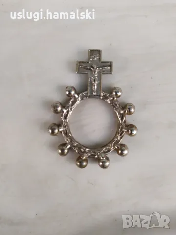 Стара джобна броеница/кръст/пръстен, снимка 1