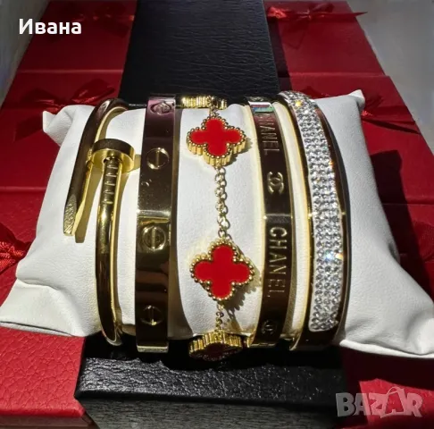 Гривни Cartier, Van Cleef, Chanel, гривна Пирон, пръстен Gucci с подаръчна кутия, снимка 2 - Гривни - 48578177