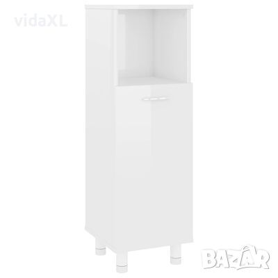 vidaXL Шкаф за баня, бял гланц, 30x30x95 см, ПДЧ(SKU:802666, снимка 1 - Шкафове - 45557526