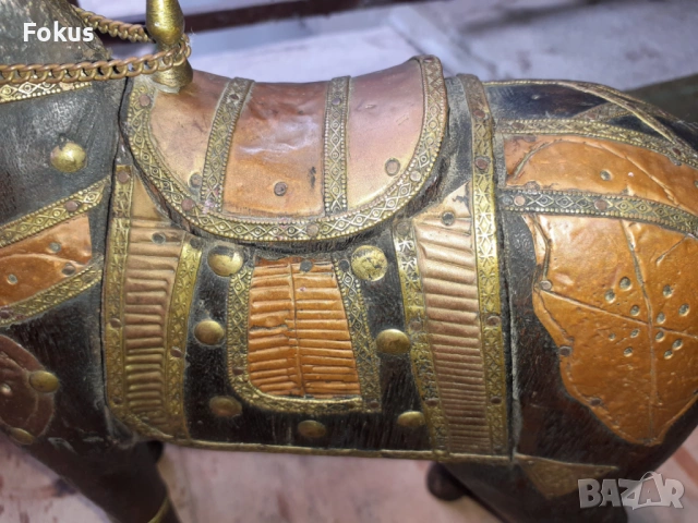 Старо антикварно дървено конче с месинг статуетка фигура кон, снимка 4 - Антикварни и старинни предмети - 54220587