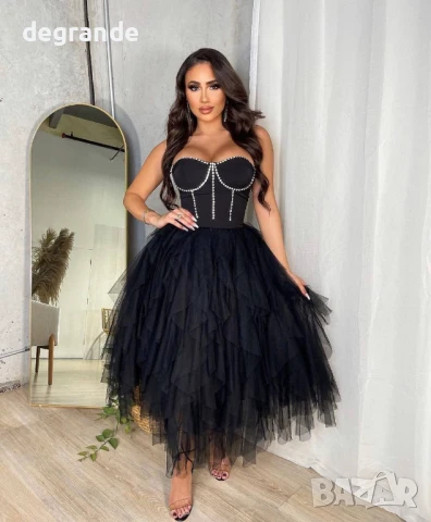 Ефектна черна рокля с бюстие, снимка 2 - Рокли - 51001903