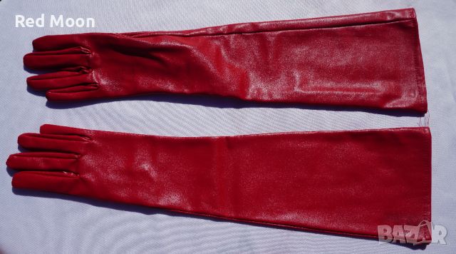 Дълги Червени Ръкавици От Изкуствена Кожа Размер S , снимка 8 - Ръкавици - 45483312