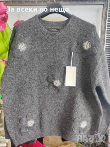 Дамски Пуловер С Дълъг Ръкав С Цветя - Налични Различни Цветове Код I_232, снимка 3 - Блузи с дълъг ръкав и пуловери - 52843928