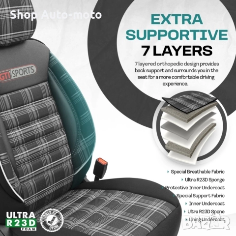 К-т Луксозна Тапицерия Automat-OTOM, Текстил с еко кожа, GTI SPORTS Design – Черна с бял шев, снимка 10 - Аксесоари и консумативи - 52791487