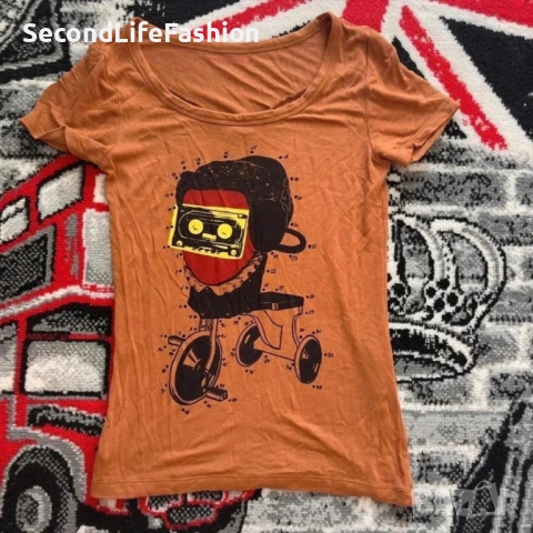 Дамска тениска Levi Strauss & Co, кафява, 100% вискоза LEVI'S размер XS, снимка 2 - Тениски - 53155586