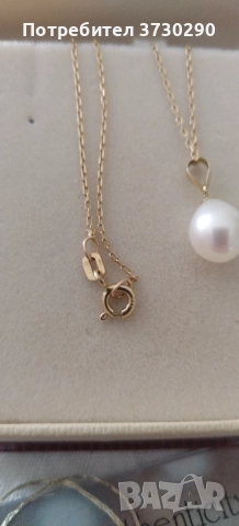 Златно колие с естествена перла 14к , снимка 2 - Колиета, медальони, синджири - 52747354