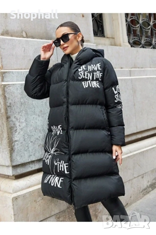 Дамско дълго яке с пух. Размер М., снимка 5 - Якета - 53151994