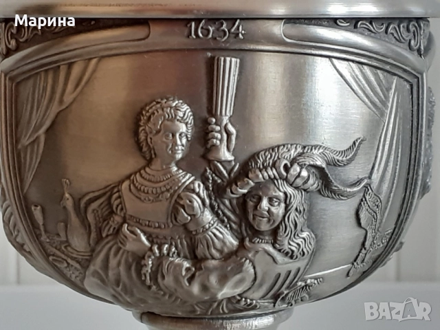 Чаши с чинийка от калай Antik*Vintage #90, снимка 7 - Антикварни и старинни предмети - 51709305