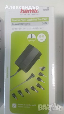 Универсално захранване Hama, 300/600/1500/2250mAh-3/4.5/5/6/7.5/9/12/13.5/15/18/20/24V, поляритет, снимка 6 - Друга електроника - 46388649