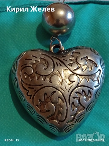СРЕБРИСТ МЕДАЛЬОН СЪРЦЕ ❤️ с ФЛОРАЛНИ ОРНАМЕНТИ 52023, снимка 5 - Колиета, медальони, синджири - 52481148