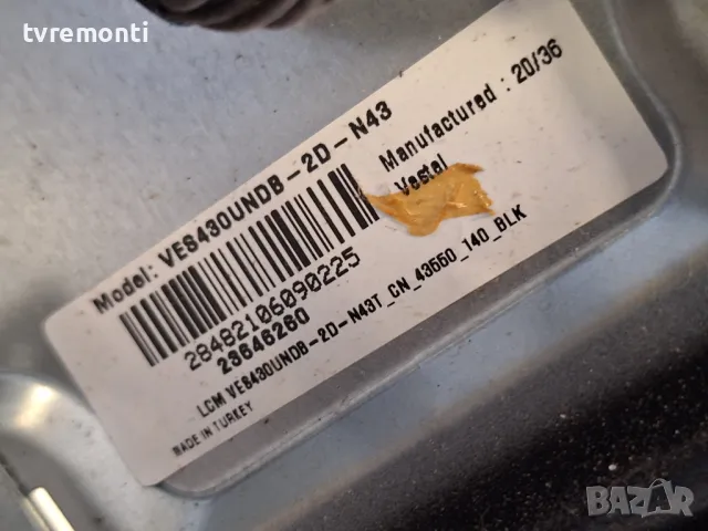 TCon BOARD ,HV430FHB-GOA,47-6021331 , for 43 inc DISPLAY VES430UNDB-2D-N43,for Crown 43770FWS, снимка 4 - Части и Платки - 47168364