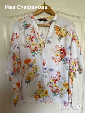 Разкошна нова one size овърсайз  Мароко елегантна риза zara Zara Зара цветя 100 % вискоза , снимка 3 - Ризи - 45683149