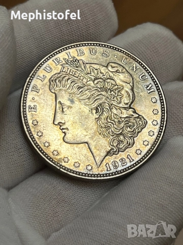 1 долар 1921 г, САЩ / Morgan Dollar - сребърна монета, снимка 3 - Нумизматика и бонистика - 52859760