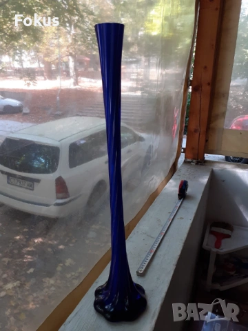 Красива синя ваза, снимка 4 - Антикварни и старинни предмети - 53456604