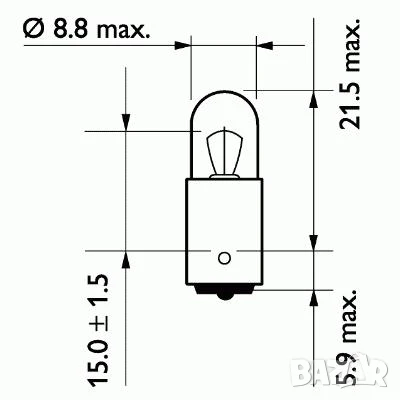 Крушка PHILIPS T4W 24V 4W BA9S HEAVY DUTY/LONG LIFE №13929HDLLCP, снимка 2 - Аксесоари и консумативи - 51167535