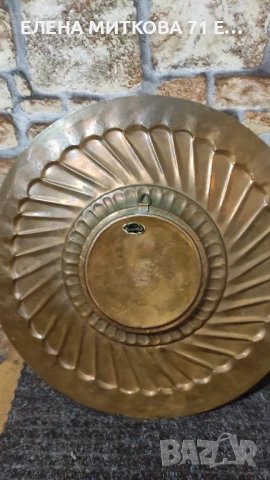Голяма медна чиния за стена ръчно кована и гравирана, снимка 3 - Други ценни предмети - 50477412