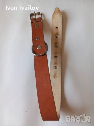 Натурален кожен нашийник (Керемида) – ширина 3 см / дължина 60 см, снимка 3 - За кучета - 54144754