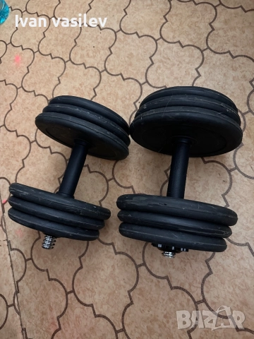 Разглобяеми гумени дъмбели 2x18 kg, снимка 2 - Фитнес уреди - 52583264