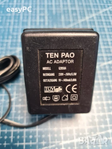 Оригинален захранващ адаптер AC-AC TEN PAO G2058A 9V~400mA, снимка 3 - Друга електроника - 50699082