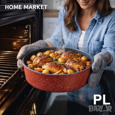 Тава Oliver Voltz OV54322B – Кръгла алуминиева тава с мраморно покритие (28/7, 30/7, 32/7 см)  , снимка 2 - Прибори за хранене, готвене и сервиране - 54016122