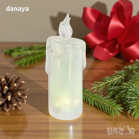 6139 Коледна електронна свещ с преливащи Led светлини, 16 см, снимка 8 - Декорация за дома - 51900966