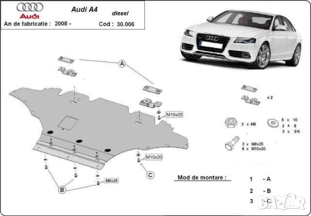 Метална кора под двигател скорости Audi A4 B8 2008г – 2015г, снимка 2 - Аксесоари и консумативи - 50124742