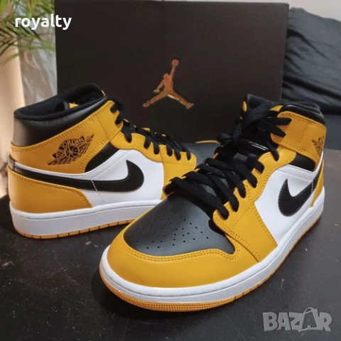 Nike Air Jordan 1 Mid Yellow Ochre Нови Оригинални Мъжки Кецове 