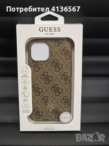 Защитен калъф Guess с метално лого PU, за iPhone14,Magsafe, кафяв, снимка 1 - Калъфи, кейсове - 48295981