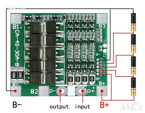 BMS БМС 4S 12.8V 30A за LIFEPO4 литиево-желязо фосфатна батерия, снимка 5 - Друга електроника - 48917964