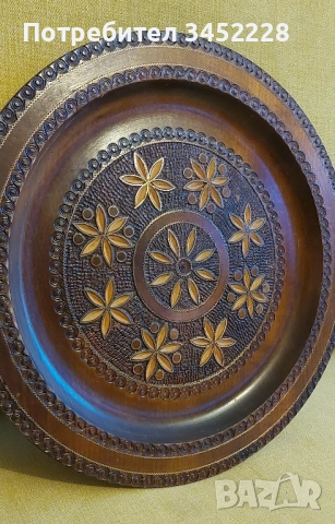 пано дървено инкрустирано с месинг за ценители 26см отлично , снимка 2 - Декорация за дома - 52378614