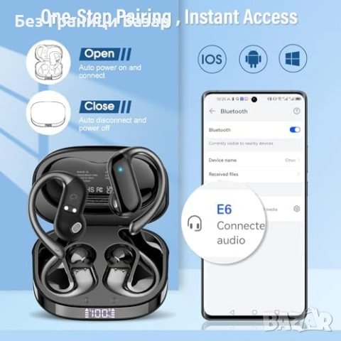 Нови Open Ear спортни слушалки Bluetooth 5.4, 32H, IPX7, HiFi, ENC Кутия за зареждане, снимка 7 - Слушалки и портативни колонки - 53278919