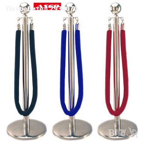 Колчета за ограждане сребърни 2 броя с червено въже, ASED, снимка 2 - Обзавеждане за заведение - 52431747