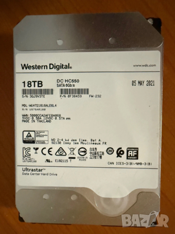 HDD Enterprise Ultrastar DC HC550 18TB 3.5" SATA 6Gb 7200 RPM 512MB
