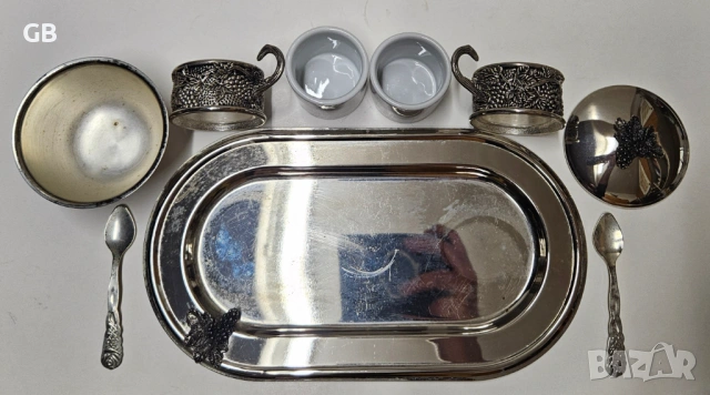 Сребрист сервиз за кафе, снимка 2 - Сервизи - 53479477