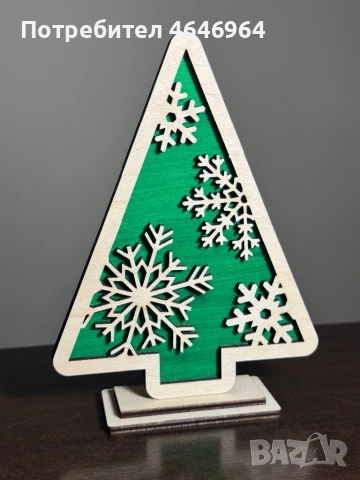 Дървени коледни играчки - Ръчно изработена декорация, снимка 6 - Декорация за дома - 52357715