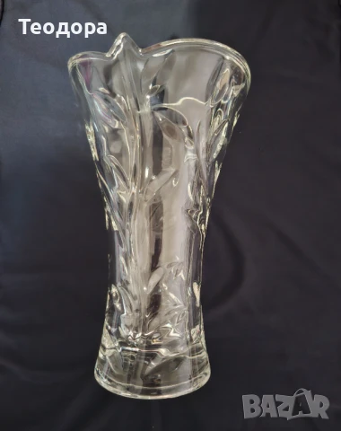 Ретро кристална ваза с цветя, снимка 5 - Вази - 50591287