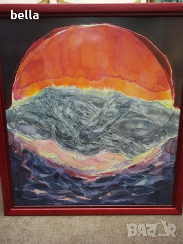 Голяма авторска картина -Червената луна на худ.Маргарита Радославова -Марго , снимка 2 - Картини - 54207200