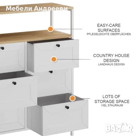 Комод/скрин метална рамка Vicco, снимка 7 - Бюфети - 53764130