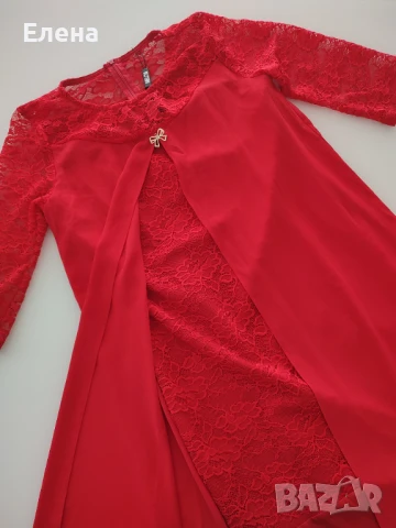 Червена дамска рокля , снимка 3 - Рокли - 51308247