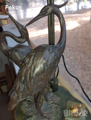 Уникално красива голяма арт лампа фигурална метал алабастър, снимка 2 - Антикварни и старинни предмети - 53408535