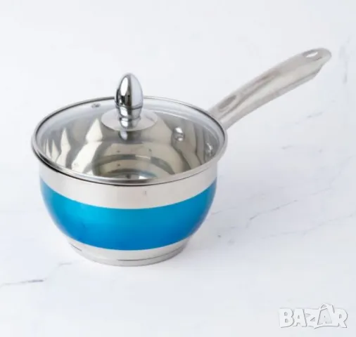 Комплект тенджери Bohmann от 8 части от висококачествена неръждаема стомана в елегантен син дизайн, снимка 2 - Съдове за готвене - 50409031