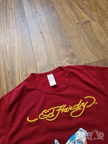 Страхотна мъжка тениска ED HARDY размер L, снимка 3 - Тениски - 45108626