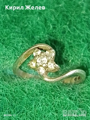 Артистичен сребърен пръстен във формата на звезда 🌟 с инкрустирани кристали 53331, снимка 3 - Пръстени - 54104034