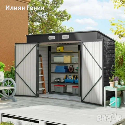 Градински навес от стомана Outsunny, навес за инструменти, снимка 10 - Градински мебели, декорация  - 53449542