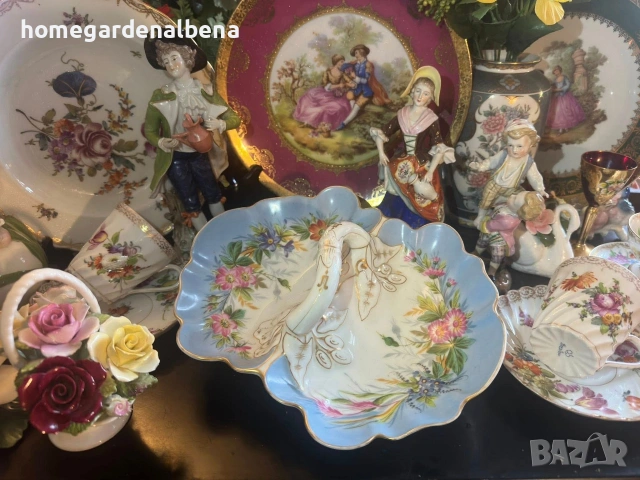 Луксозен двусекционен съд – Ръчна Рисунка | Винтидж Шедьовър, снимка 3 - Декорация за дома - 54059844