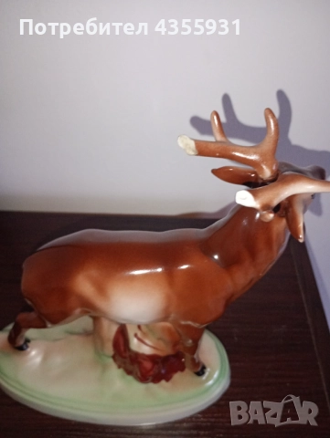 Голям стар порцелан фигура елен стар български порцелан статуетка , снимка 5 - Антикварни и старинни предмети - 52692138