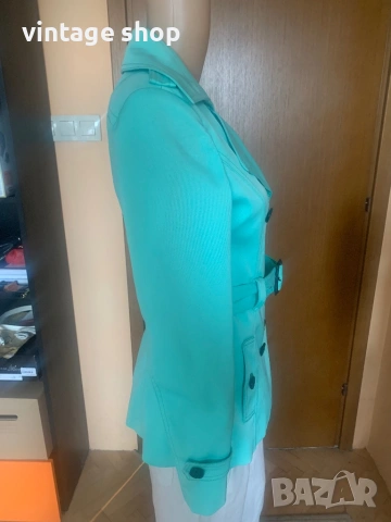 Дамски тренч( шлифер) в цвят мента с мляко, снимка 6 - Шлифери - 53882046