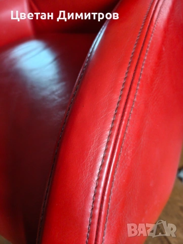 Montis,Червен кожен фотьойл модел.Loge, проектиран от нидерландски дизайнер Герард ван ден Берг, снимка 5 - Дивани и мека мебел - 54084012