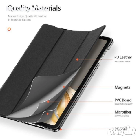 DUX DUCIS Кожен калъф за Honor Pad X9a / X9 Pro със Стенд, Слот за стилус, вкл. Протектор- Черен, Тъ, снимка 7 - Калъфи, кейсове - 52331370